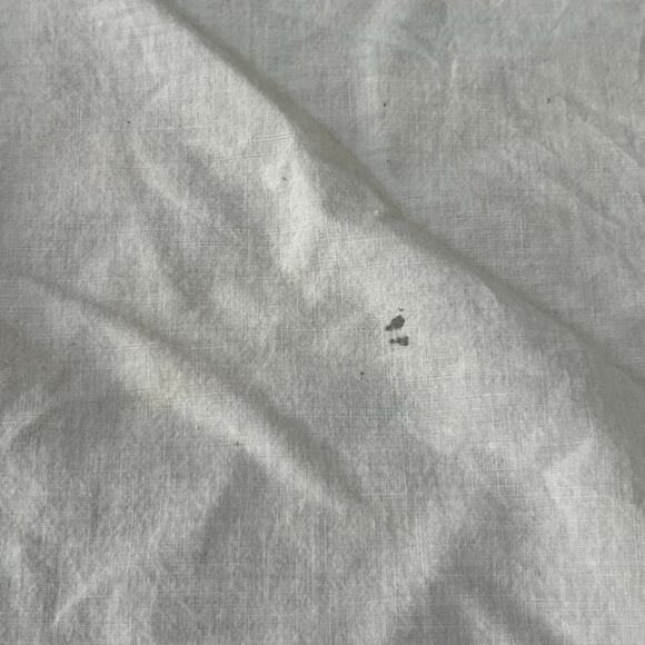 Vintage Off White Tablecloth Blue Stitching 69"x 71.5" - Picture 5 of 14